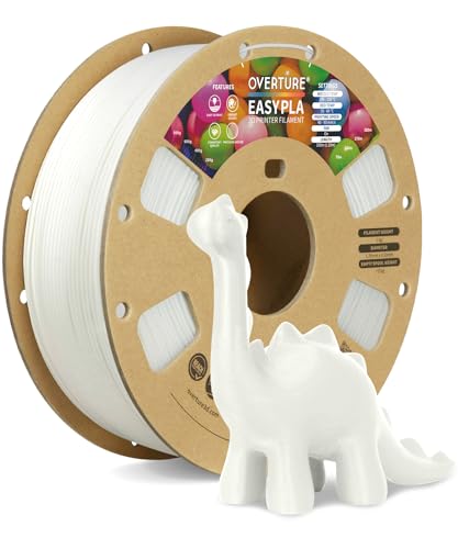 OVERTURE Easy PLA 1.75 mm 3D Druckerfilament, 1kg (2.2 lbs), Verstärkt Zähigkeit PLA, Maßgenauigkeit +/- 0,02 mm (Easy Weiß)