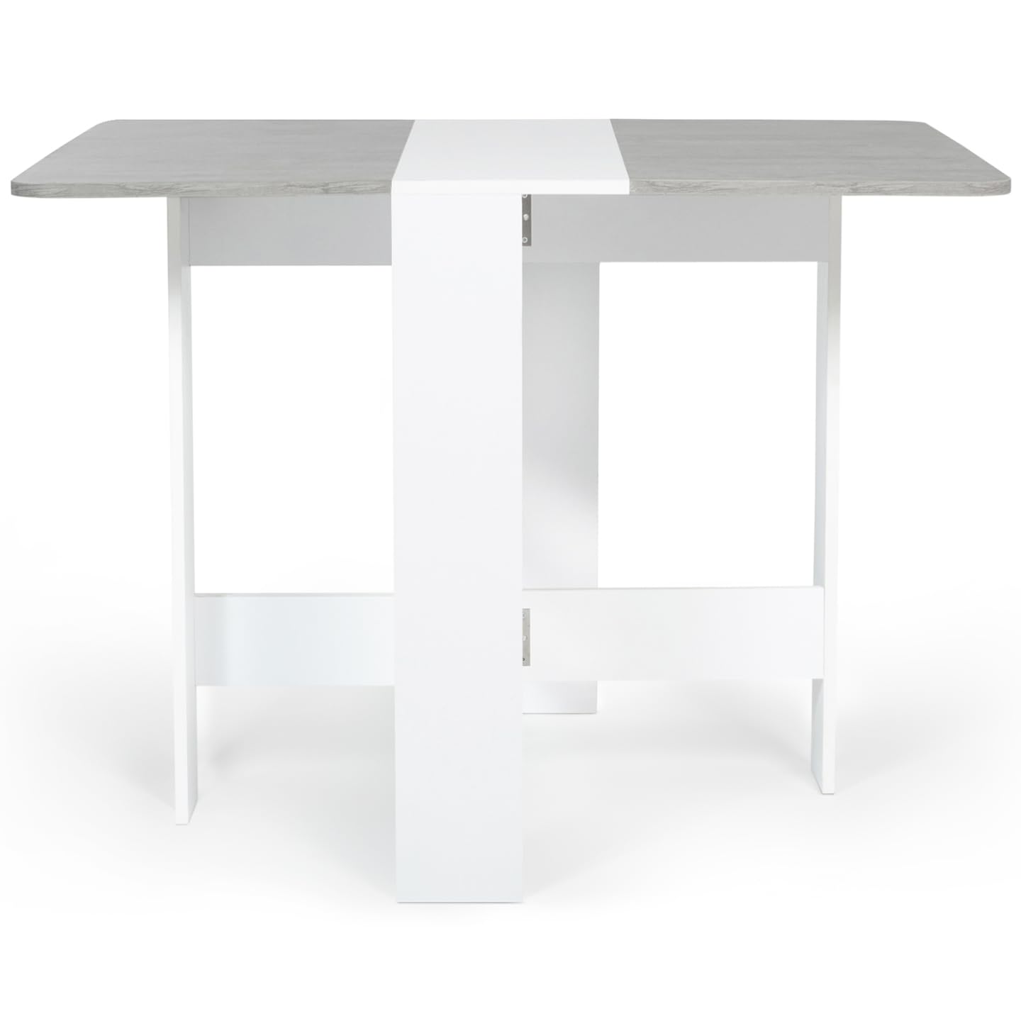 IDMarket – Mesa consola plegable EDI para 2-4 personas, color blanco, bandeja con efecto hormigón, 103 x 76 cm