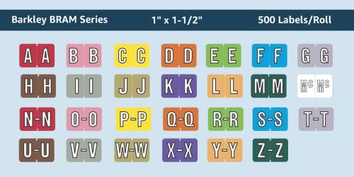 Doctor Stuff - File Folder Labels, Alphabet Letter, Complete Set A - Z, Plus Mc, With Tray, Barkley/Sycom Fabkm - Bram Series Compatible Alpha Stickers, 1" X 1-1/2", 27 Rolls, 500/Roll #TOP2