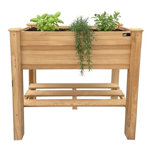 AXI ARI Mesa de Cultivo de Madera con Estante para Objetos - Marron | Mesa de huerto, elevada/para Exteriores/Jardin/Balcon/Terraza/Invernadero | 86,5 x 46 x 85 cm