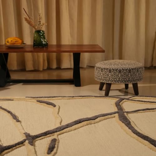 Image of Hand Made Tufted Carpet Premium Wool Abstract Irregular Design Non Slip Area Rug for Living Room Weight- |39 Pound|Size-7x10 Feet (84x120 Inch)
