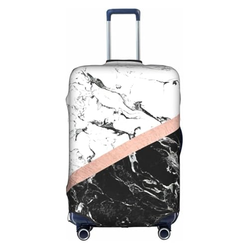 Housse de bagage élastique marbre blanc et noir XL avec fermeture éclair