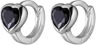 6mm Tiny Heart Cubic Zirconia Hoop Cartilage Earrings for Women Girls 925 Sterling Silver Hypoallergenic Small Huggie Hoops Cute Sleeper Earring Dainty Birthday Wedding Holiday Mother's Day Jewelry Gifts