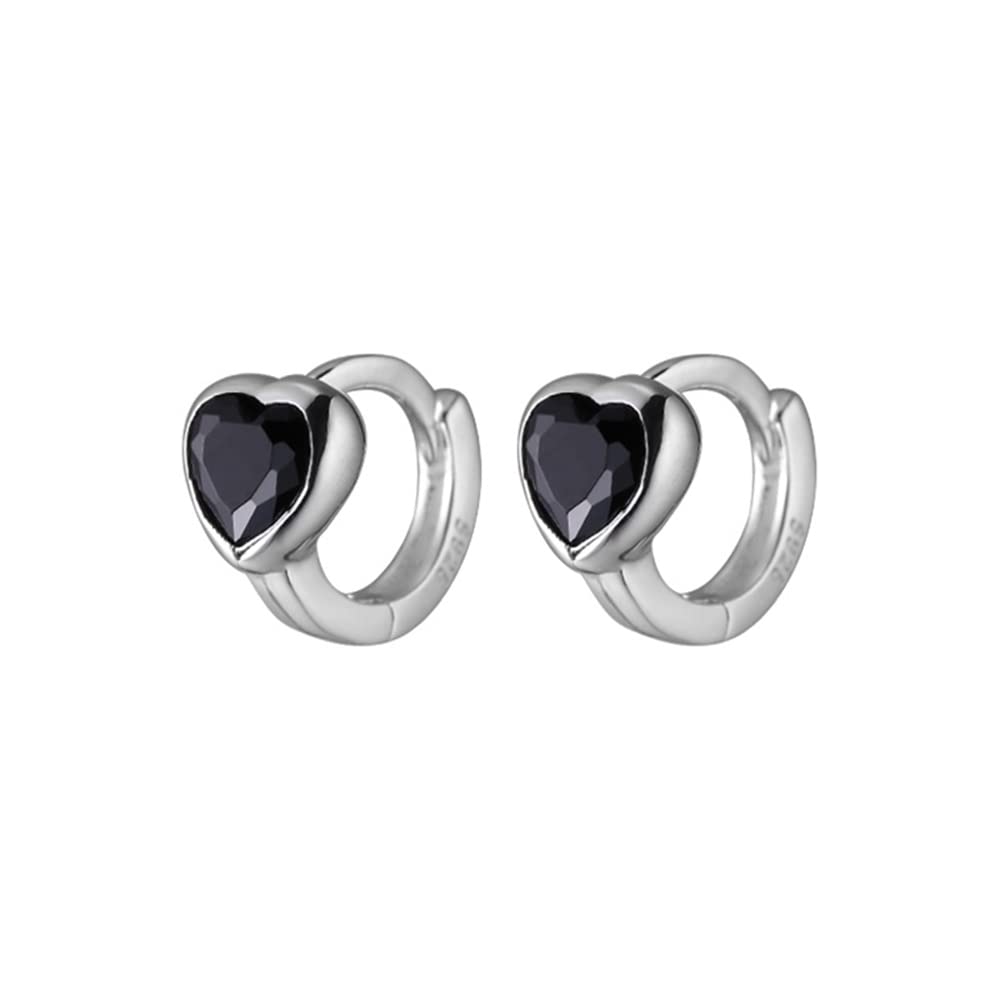 HYHJYMG 6mm Tiny Heart Cubic Zirconia Hoop Cartilage Earrings for Women Girls 925 Sterling Silver Hypoallergenic Small Huggie Hoops Cute Sleeper Earring Dainty Birthday Wedding Holiday Mother's