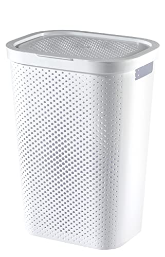 Curver Infinity Dots 100% Recycled Rectangular Laundry Hamper 60 Litres – White