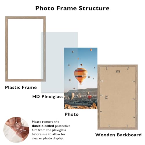 Image of JCJMY 8.5x14 Picture Frame Rustic Brown for Wall Hanging, Wall Mounting Horizontally or Vertically, 8.5 x 14 Wall Gallery Poster Photo Frame with Shatter Resistant Plexiglass, Rustic Brown