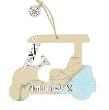 Myrtle Beach, SC Golf Cart Shaped Wood Map Ornament | 4.5” Tall Wood Hanging...