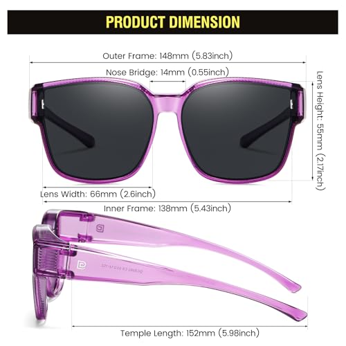 Image of DUCO Fit Over Sunglasses for Men Women Wear Over Glasses Retro Wrap Around Polarized Sun Glasses UV400 Protection DC8981