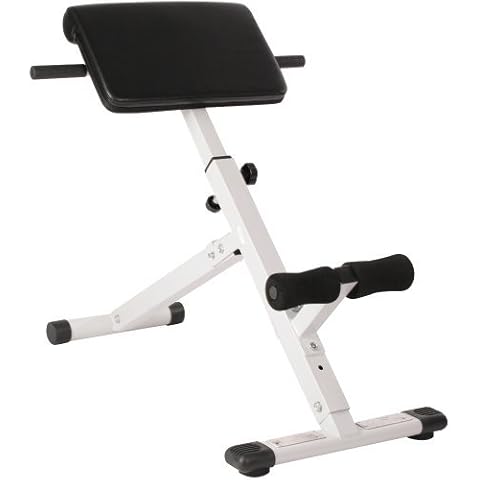 Physionics® Back Extension Bench with Padded Leg Fixation - 4 Sit Up Levels (Height-Adjustable), Foldable, 45°, 120 kg Max. - Ergonomic Roman Chair, Hyperextension Training Cover