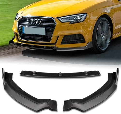 3 Pieces Front Bumper Lip Spoiler Splitter Side Body Kit Trim Protection Compatible with 2017-2020 Audi A3 S3 Premium Plus/S-Line Bumper, 2018 2019 (Matt Black)