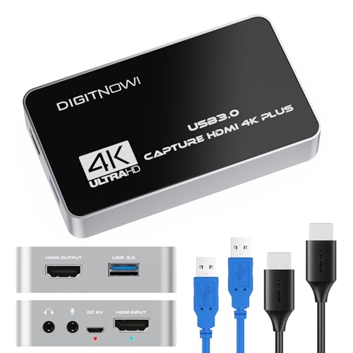 Tarjeta de captura de video HDMI 4K, USB 3.0 con micrófono y auriculares HDMI, grabadora de video 4K 60Hz para transmisión en vivo, grabación a través de DSLR, videocámara o cámara de acción