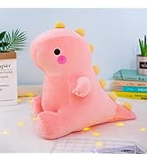 FPYWO Cute Dinosaur Stuffed Animal Pink,Fat Dinosaur Plush Pillow 9.8inch, Dino Plushie Throw Pil...