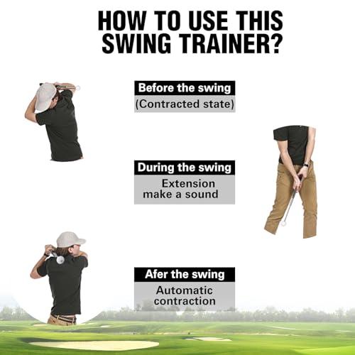 Shu-Ran Golf Swing Training Aid, Stretchable Golf Swing Trainer, Improve Strength Flexibility & Golf Swing Posture for Warm-up, Indoor & Outdoor Practice