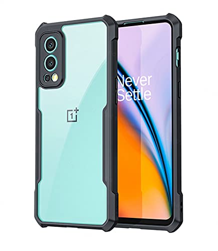 Image of SPAZY CASE Oneplus Nord 2 5G Back Cover | Transparent Crystal Clear Hard PC Back Case with TPU Bumper, Military-Grade Drop Protection Case Cover for Oneplus Nord 2 / Oneplus nord ce -Black