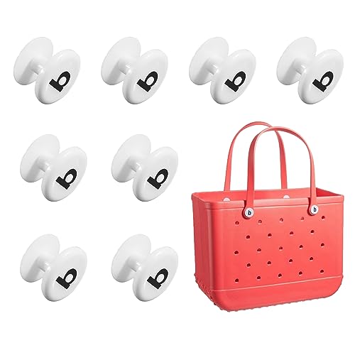 8pcs White Beach Bag Replacement Buttons, Tote Bag Straps Standard and Original Oversized XL Rubber Pool Bag Repair Rivet for Women