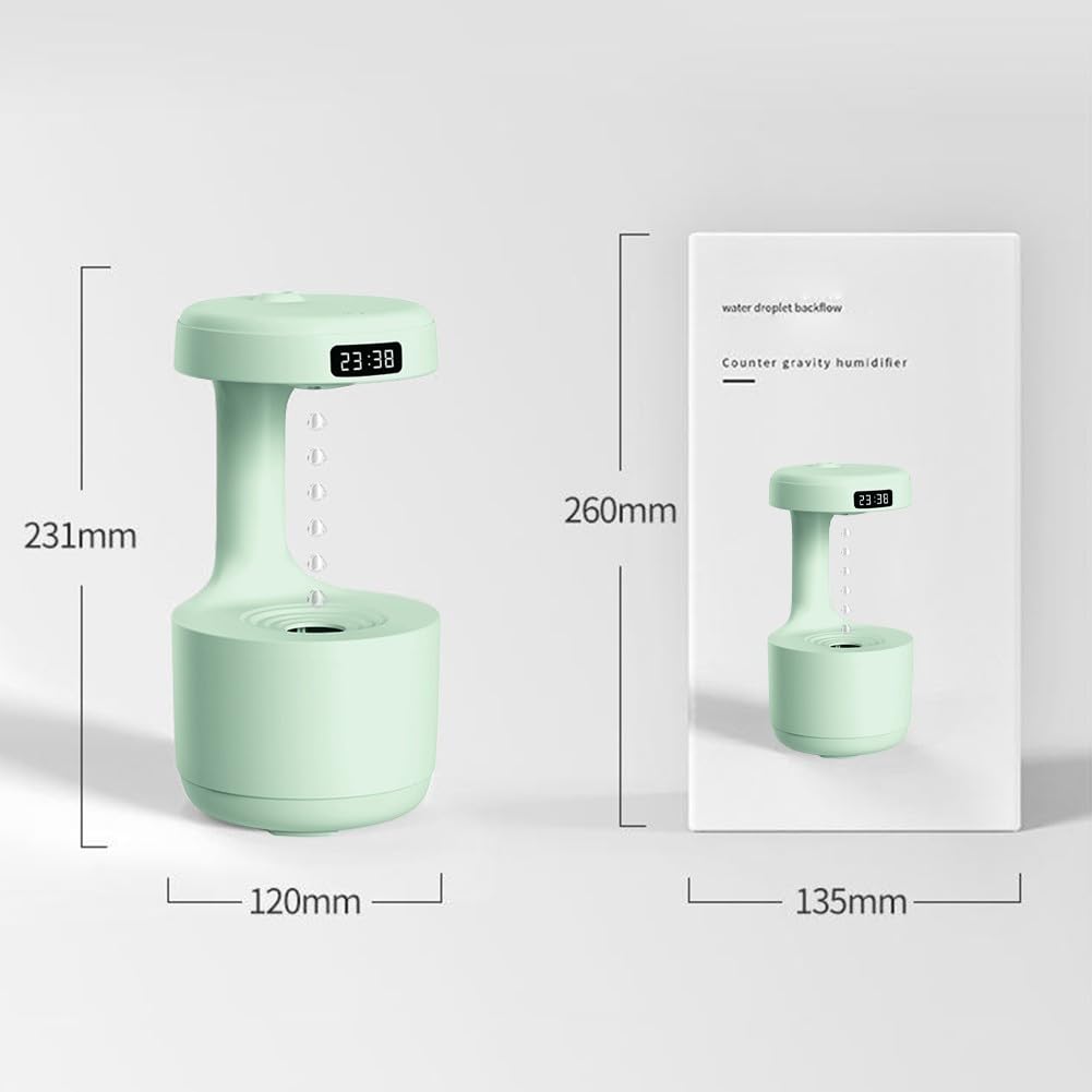 Umidificatore antigravità da 800 ml con diffusore di oli essenziali, ricaricabile tramite USB, per camera da letto, ufficio, auto, verde