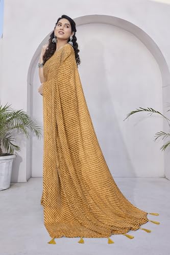 Image of MIRCHI FASHION Saree for Woman Chiffon Shibori Printed | Lightweight Regular Use and Professional Office Sari with Blouse Piece