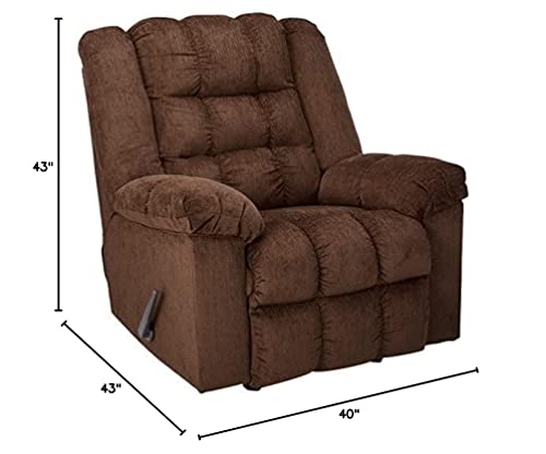 Signature Design By Ashley Ludden Ultra Plush Manual Rocker Recliner With Tufted Back, Dark Brown #TOP5