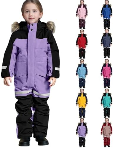Toddler Snow Suit One Piece Snow Pants Kids Girls Boys Warm Winter Snowsuit Outdoor Waterproof Windproof Ski Pants