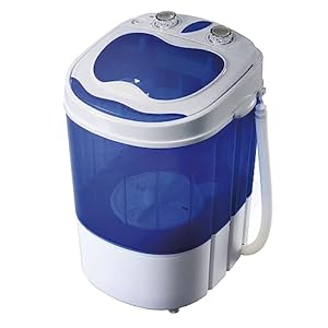 Briebe Camp Mini-Wasmachine met Centrifugering, Camping, Capaciteit van Kleding 3 kg, Ideaal voor Reizen, Caravans en Campers, Bovenlader, Laag Water- en Energieverbruik, WM1111
