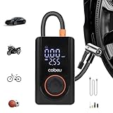 Compressor de Ar Portatil, Calibrador de Pneus Portatil, Bomba de Encher com Display Digital, Pré-sets de Pressão, Power Bank 3600mAh, 150PSI MAX, 60W, para Carros/Motos/Bicicletas e Bolas