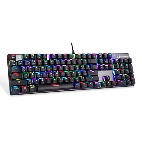 キーボードブルースイッチ触覚メカニカルEsportゲームゲームキーボード有線USB人間工学に基づいたカラフルなカスタマイズLED RGBバックライト付き104キー在宅勤務 Windows/Mac対応 (Size:One Size; Color:J1460-