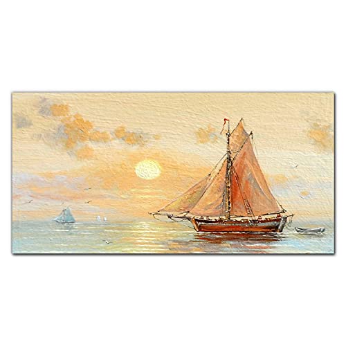 Impression sur verre trempé haut de gamme avec motif de bateau pour décoration murale chic