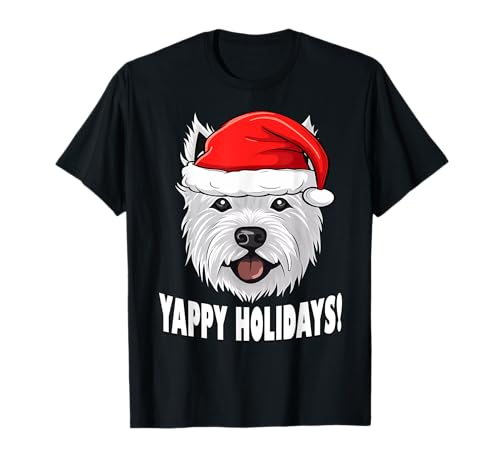 Navidad Westie Yappy Holidays West Highland Terrier Perro Camiseta