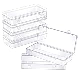 ZORRITA 6 Pack Small Plastic Storage Containers with Hinged Lids, Rectangle Clear Plastic Boxes for Beads, Jewelry, Game Pieces and Crafts Items (6.1 x 2.36 x 1.1 Inch)