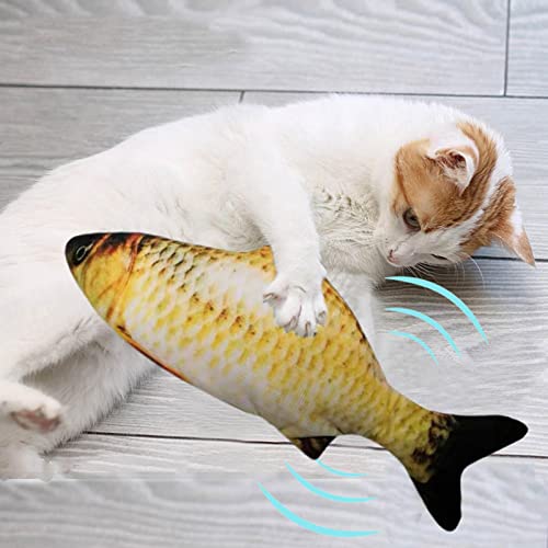 Gato Peixe Brinquedo,gato peixe flexível elétrico com bolsa Catnip - Simulação pelúcia realista Brin