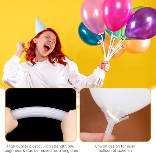 Image of 30 Pcs Balloon Sticks, Balloon Sticks with Bases Balloon Holder Sticks Weights for Tying Balloon Birthday Parties, Graduation, Holiday, Wedding, Anniversary Decoration