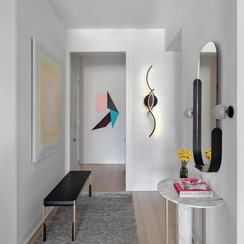 Image of EDISLIVE 24 Inch Black LED Vanity Light, 15W Dimmable Modern Wall Sconce, 3000K Warm White Linear Fixture with Acrylic Strip Shade for Bathroom Mirror Bedroom Makeup