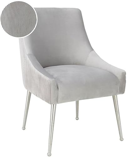 Miniatura 7 de Tov Furniture Beatrix - Silla auxiliar de comedor de terciopelo plisado (gris claro)