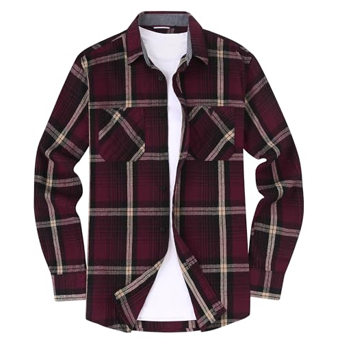 Alex Vando Mens Button Down Shirts Regular Fit Long Sleeve Casual Plaid Flannel Shirt