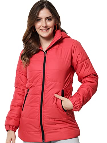Image of KOTTY Women Nylon Peach Pink Solid Puffer Jacket