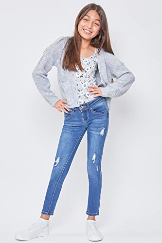 YMI Girls Wannabettafit Mid-Rise 1-Button Skinny Jean2