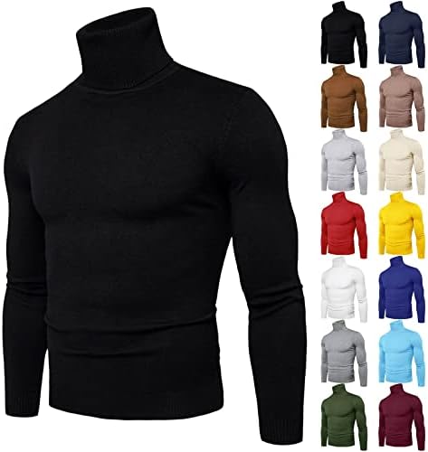 Mens Mock Turtleneck Sweaters Ribbed Slim Fit Knitted Pullover Stretch Long Sleeve Basic Casual Solid Jumper Tops