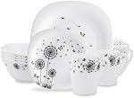 16-Piece diner, Set de plateau, Set pour diner 4, Ensemble de assiettes et bols, Ensemble de vaisselle en verre de qualité, Kit de cuisine, Plaques de dîner en verre d'optique,Plateaux,Mugs, Dessert Plates-Modèle 840