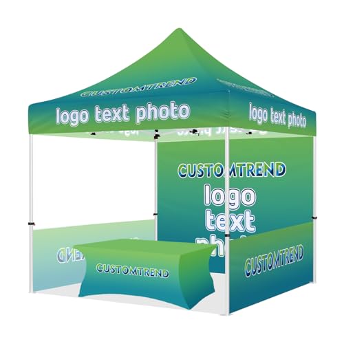 CUSTOMTREND Custom Canopy Tent 10x10 with Logo, Personalized Pop Up Tent Canopy, Custom Print Any Message for Tradeshow Outdoor Events Business Advertising