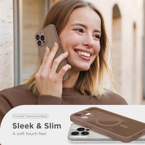 CAPRARO Magnetic for iPhone 15 Pro Max Case, [Compatible with MagSafe] [Full Camera Protection] [14FT Drop Protection] Shockproof Protective Slim Translucent Phone Case, Brown - Thumbnail 7