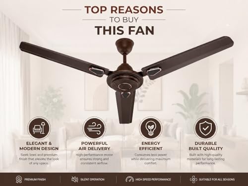 Image of Creta (ALU)1200 mm Ceiling Fan with 12 Months Warranty (Pack of 1),Brown