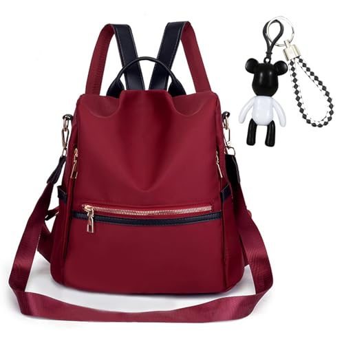 MLPKOI Mochila Antirrobo para Mujeres y Chicas, Mochila de Mujer, Bolso Multifuncional Casual, Ligero Antirrobo Mini Mochilas, Bolso Mochilas Mujer de Bolsa, Uso Diario como Viaje (Rosso)