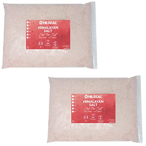 Hexeal Himalayan Pink Salt 2 x 5kg Bags - 100% Natural Fine & Food Grade