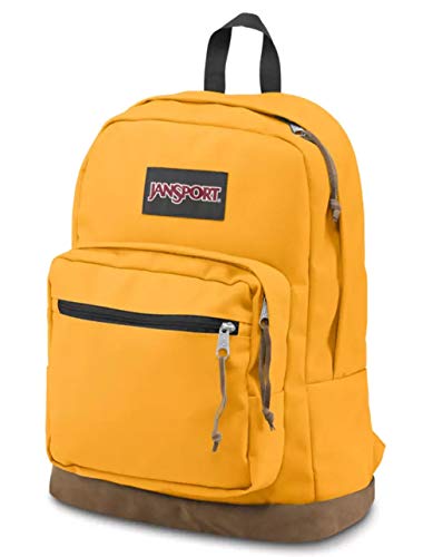 JanSport Right Pack Backpack - Durable Daypack with Padded 15' Laptop Sleeve, Spacious Main Compartment & Integrated Water Bottle Pocket - English Mustard