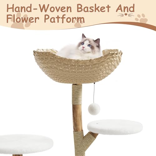Árbol de Gato de Madera Real Moderno de 46 Pulgadas miniatura 3