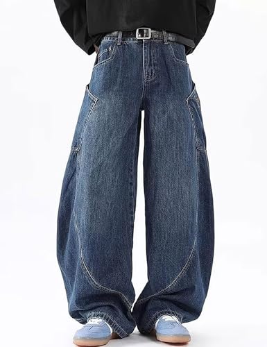 Mens Baggy Cargo Jeans Y2k Wide Leg Harajuku Skater Pants Vintage Jnco Jeans for Women4