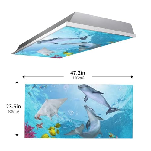 Image of Fluorescent Light Cover for Classroom - 2 Pcs marine life Magnetic Fluorescent Light Covers, Ceiling Light Covers Shade Panel Coverings for Office Classroom Home Drop Ceiling, 4 x 2 Feet