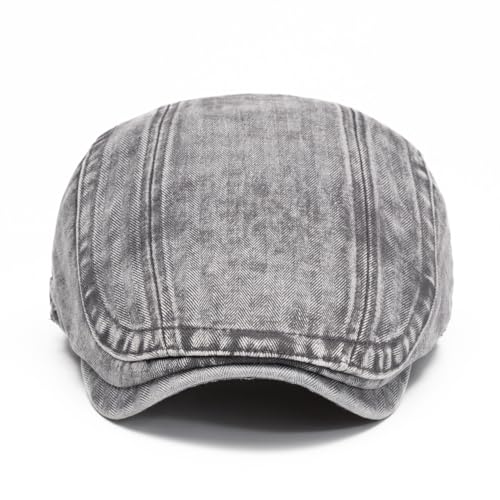 Image of Cotton Newsboy Cap,Breathable Ivy Gatsby Cabbie Beret Hat for Men's Women Driving Hunting Golf (Washed Jean Khaki)