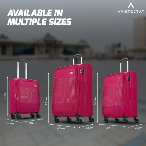 Image of Aristocrat Duralite Medium Trolley Bag, 68Cm | Combination Lock | 8 Wheels | 3 Years International Warranty | Red