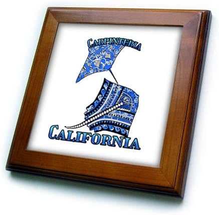 3dRose Blue tribal stingray for any vacation to Carpinteria, California - Framed Tiles (ft-380216-1)